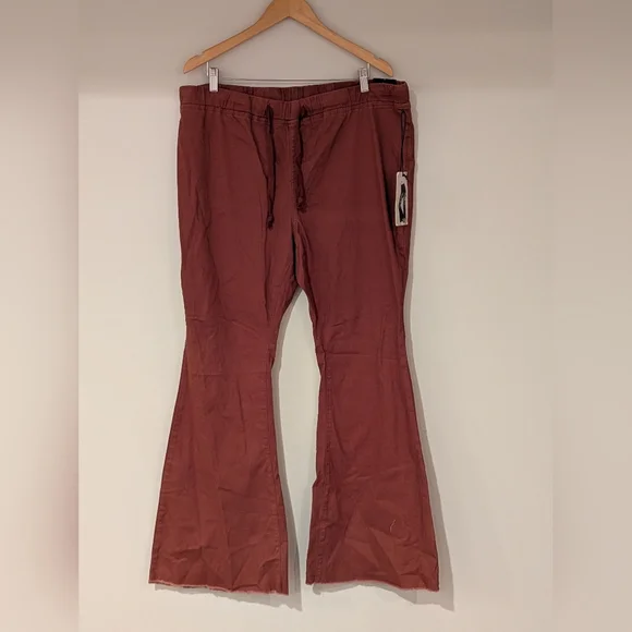 Rust Flared Drawstring Pants - Picture 1 of 6